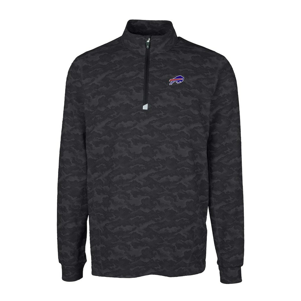 Buffalo Bills Cutter & Buck Big & Tall Traverse Eco Camo Tri-Blend DryTec Quarter-Zip Jacket Black - NFL