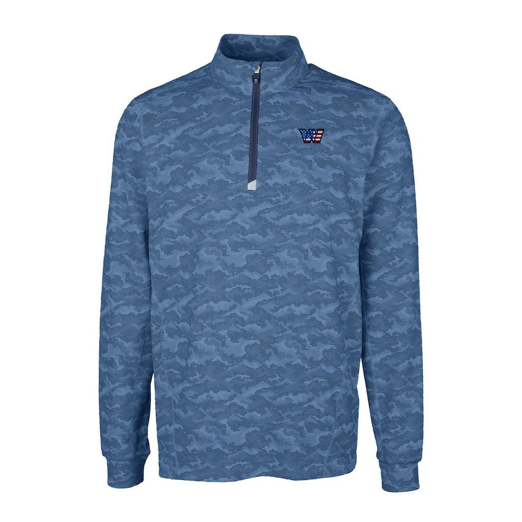 Washington Commanders Cutter & Buck Big & Tall Americana Traverse Eco Camo Tri-Blend DryTec Quarter-Zip Jacket Navy - NFL