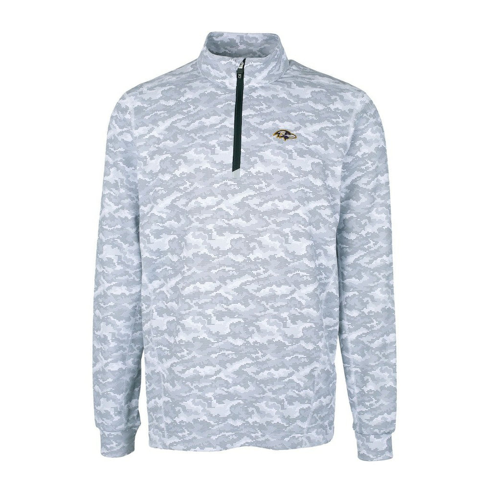 Baltimore Ravens Cutter & Buck Big & Tall Traverse Eco Camo Tri-Blend DryTec Quarter-Zip Jacket Charcoal - NFL