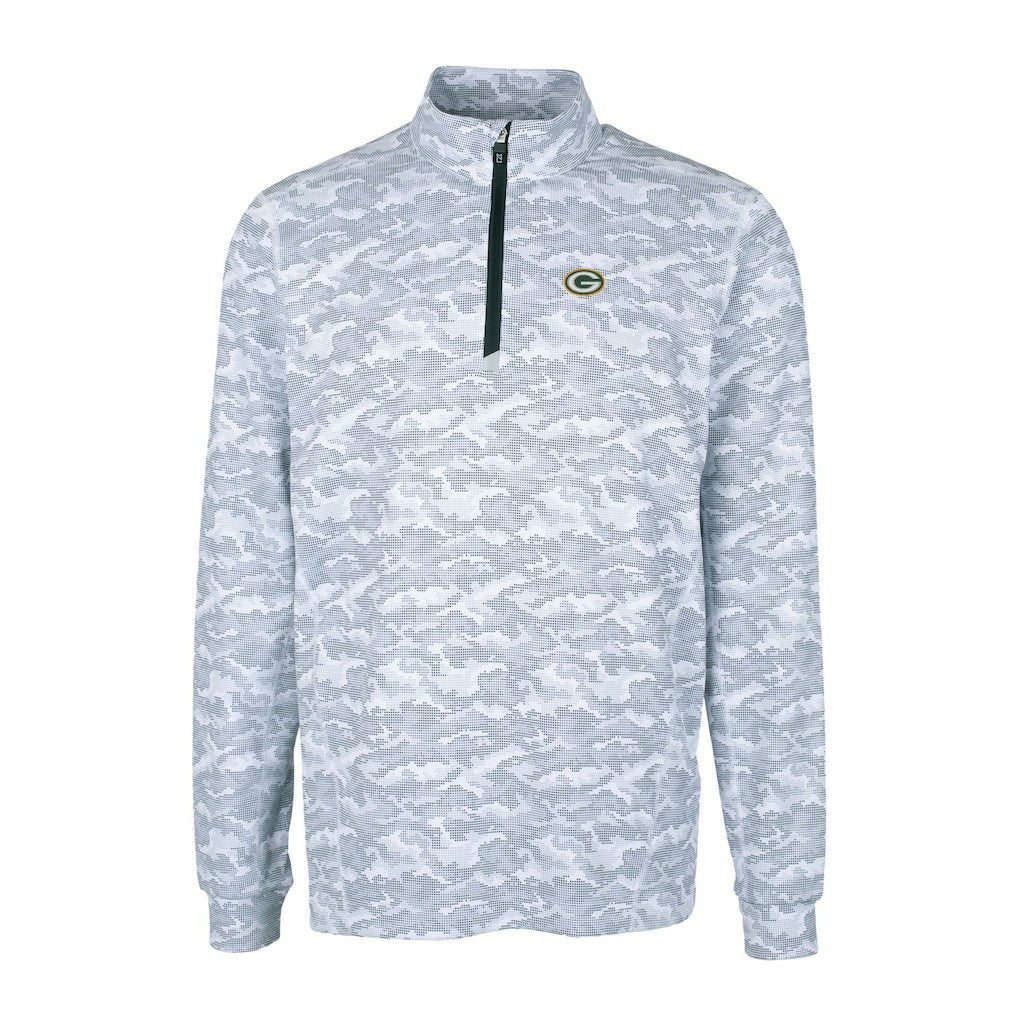 Green Bay Packers Cutter & Buck Big & Tall Traverse Eco Camo Tri-Blend DryTec Quarter-Zip Jacket Charcoal - NFL