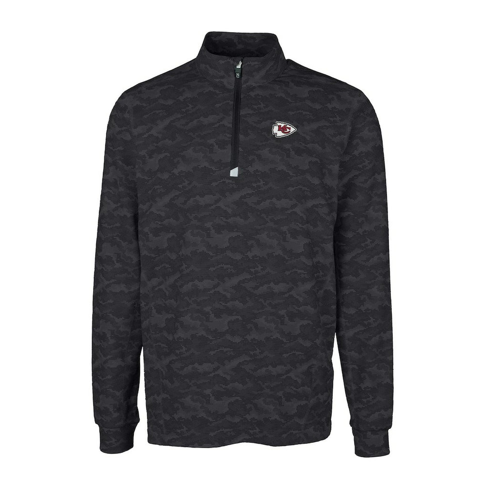 Kansas City Chiefs Cutter & Buck Big & Tall Traverse Eco Camo Tri-Blend DryTec Quarter-Zip Jacket Black - NFL