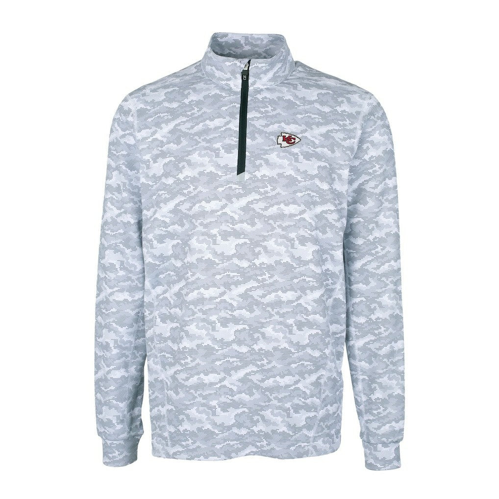 Kansas City Chiefs Cutter & Buck Big & Tall Traverse Eco Camo Tri-Blend DryTec Quarter-Zip Jacket Charcoal - NFL