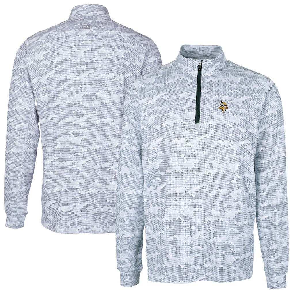 Minnesota Vikings Cutter & Buck Big & Tall Traverse Eco Camo Tri-Blend DryTec Quarter-Zip Jacket Charcoal - NFL