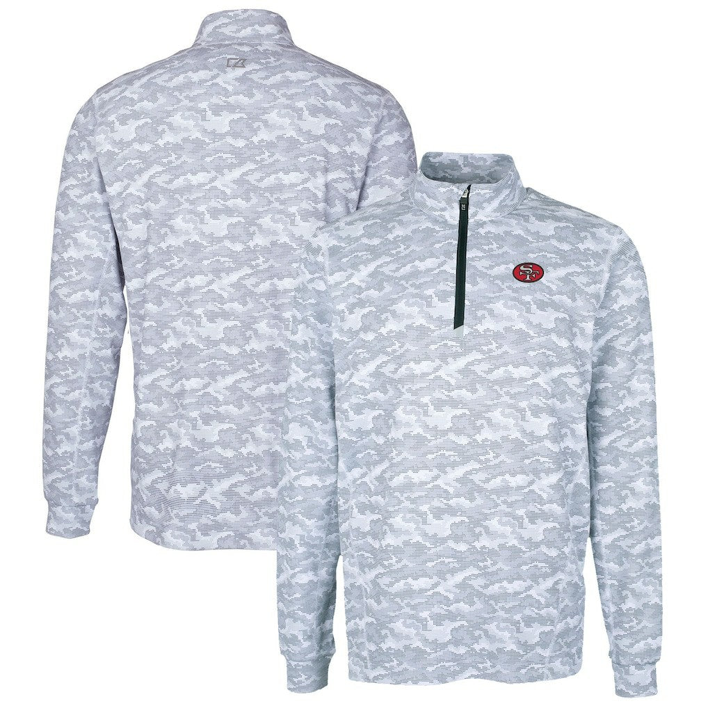 San Francisco 49ers Cutter & Buck Big & Tall Traverse Eco Camo Tri-Blend DryTec Quarter-Zip Jacket Charcoal - NFL