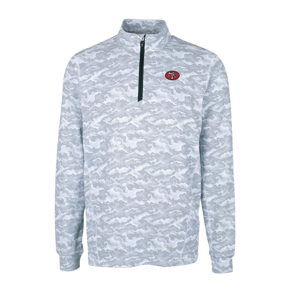 San Francisco 49ers Cutter & Buck Big & Tall Traverse Eco Camo Tri-Blend DryTec Quarter-Zip Jacket Charcoal - NFL