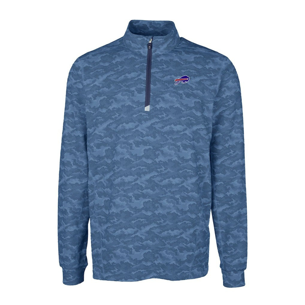Buffalo Bills Cutter & Buck Big & Tall Traverse Eco Camo Tri-Blend DryTec Quarter-Zip Jacket Navy - NFL