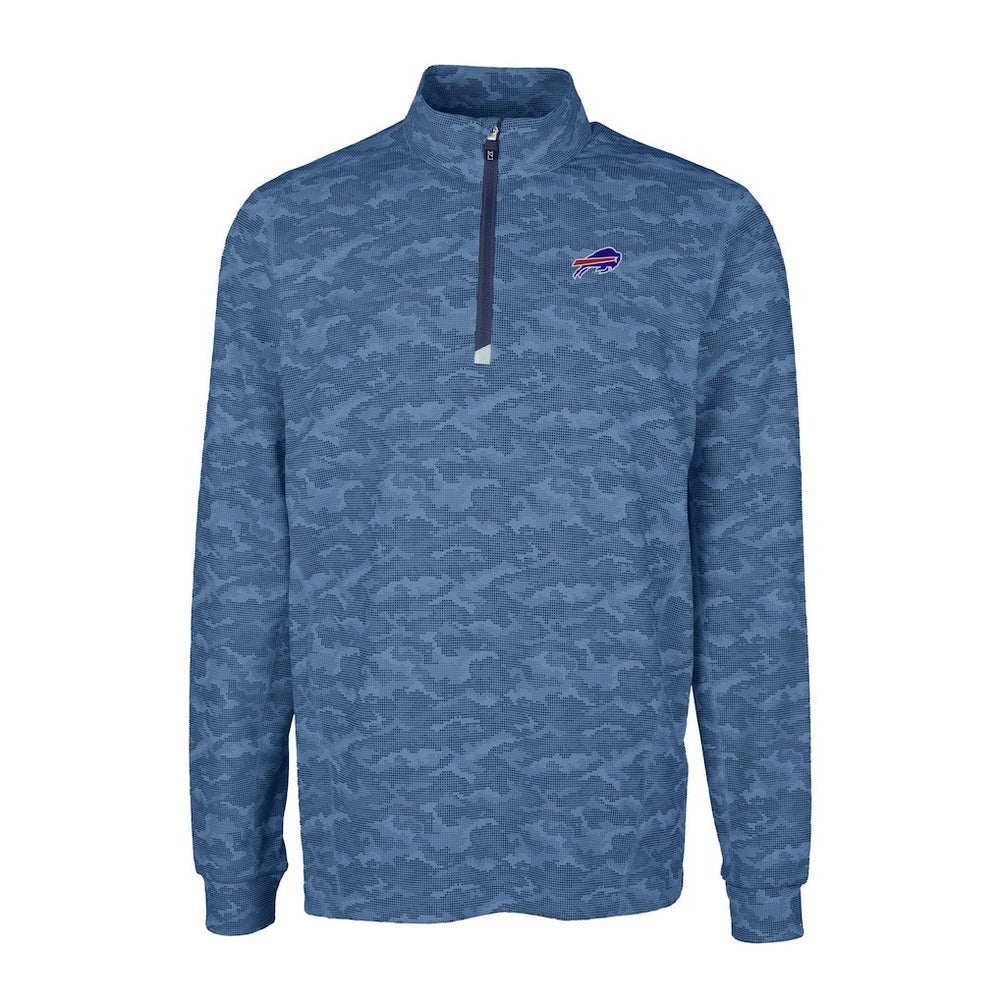 Buffalo Bills Cutter & Buck Big & Tall Traverse Eco Camo Tri-Blend DryTec Quarter-Zip Jacket Navy - NFL