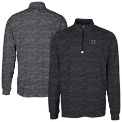 Indianapolis Colts Cutter & Buck Big & Tall Traverse Eco Camo Tri-Blend DryTec Quarter-Zip Jacket Black - NFL