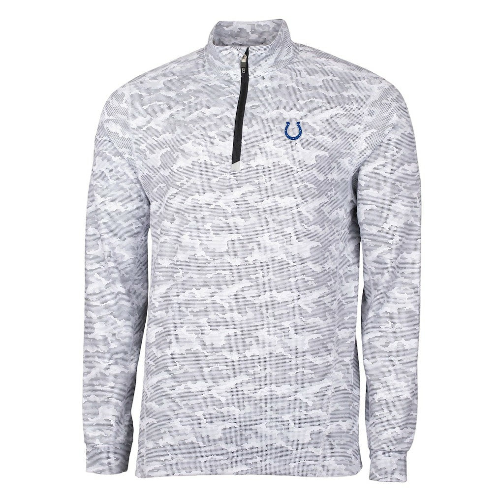 Indianapolis Colts Cutter & Buck Big & Tall Traverse Eco Camo Tri-Blend DryTec Quarter-Zip Jacket Charcoal - NFL