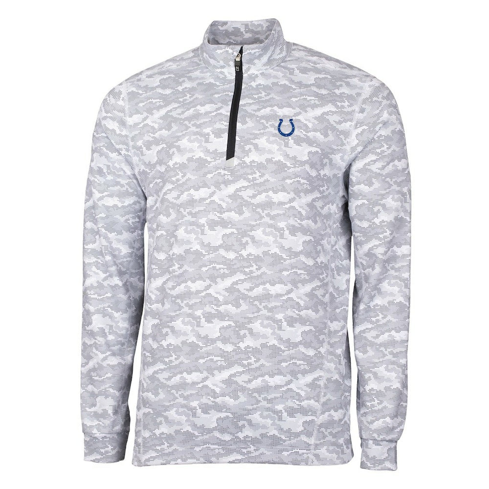 Indianapolis Colts Cutter & Buck Big & Tall Traverse Eco Camo Tri-Blend DryTec Quarter-Zip Jacket Charcoal - NFL
