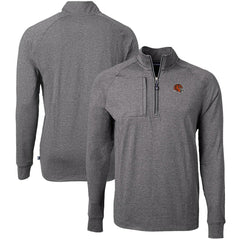 Cincinnati Bengals Cutter & Buck Big & Tall Adapt Eco Raglan Quarter-Zip Jacket Heather Black - NFL