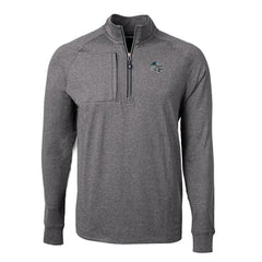 Carolina Panthers Cutter & Buck Big & Tall Adapt Eco Raglan Quarter-Zip Jacket Heather Black - NFL