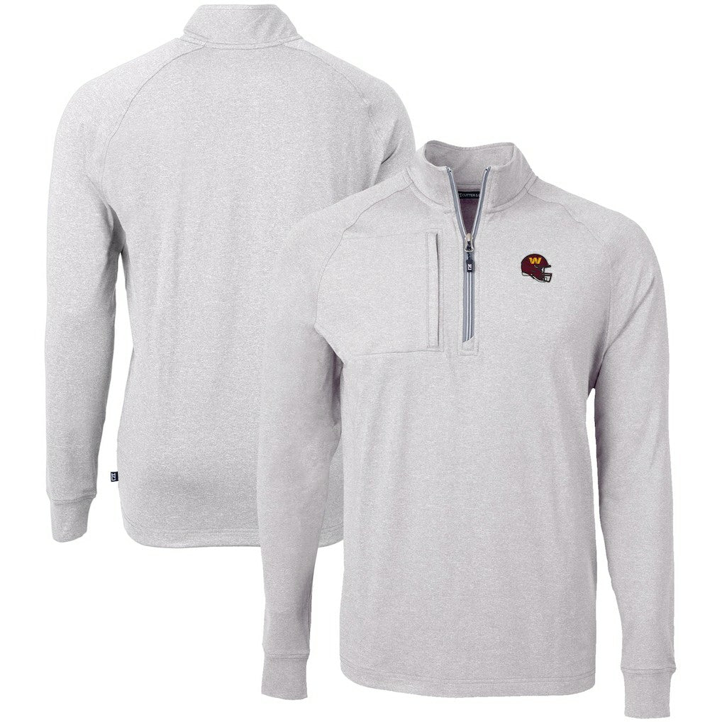 Washington Commanders Cutter & Buck Big & Tall Adapt Eco Raglan Quarter-Zip Jacket Heather Gray - NFL