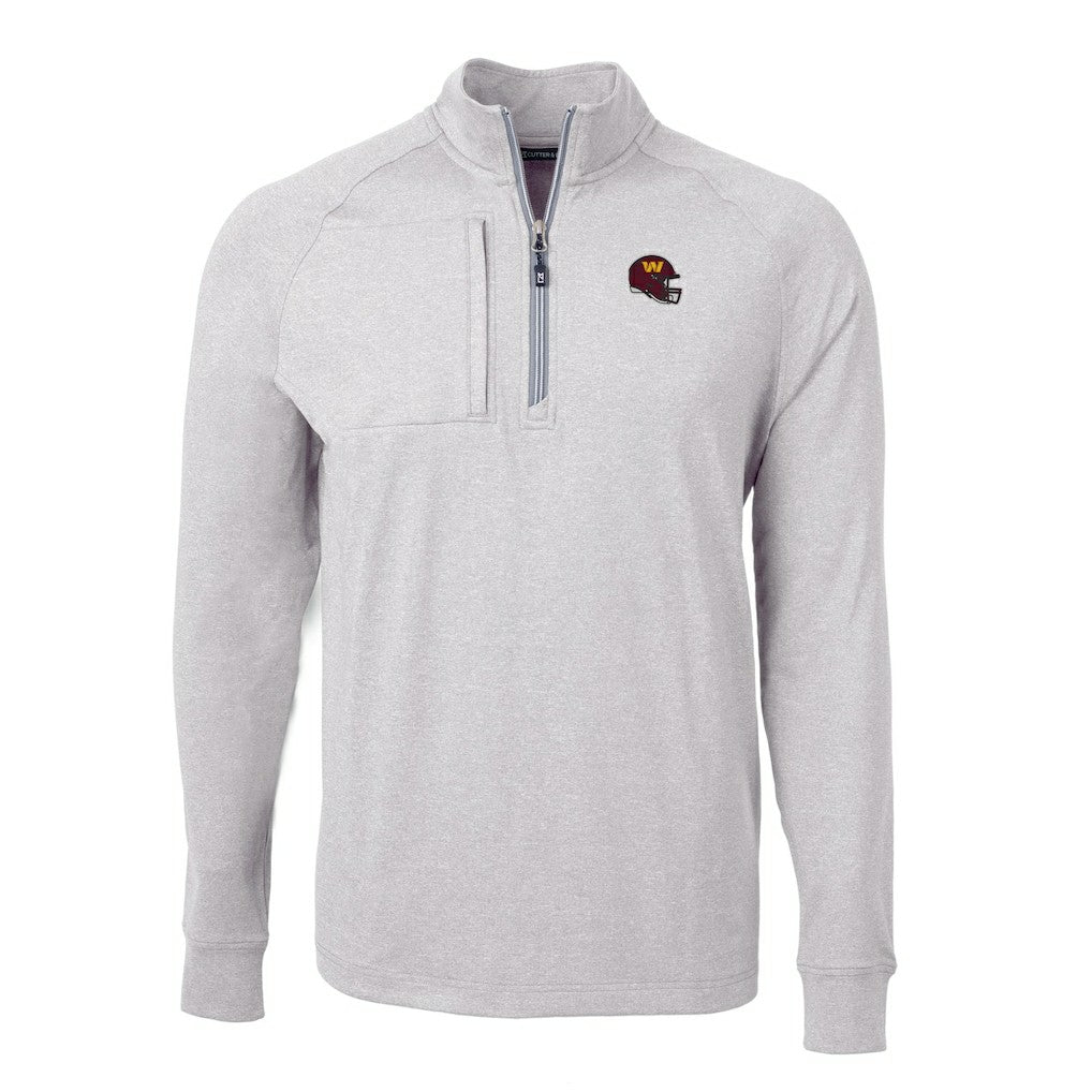 Washington Commanders Cutter & Buck Big & Tall Adapt Eco Raglan Quarter-Zip Jacket Heather Gray - NFL