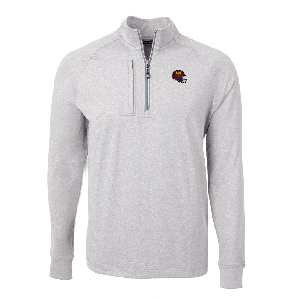 Washington Commanders Cutter & Buck Big & Tall Adapt Eco Raglan Quarter-Zip Jacket Heather Gray - NFL