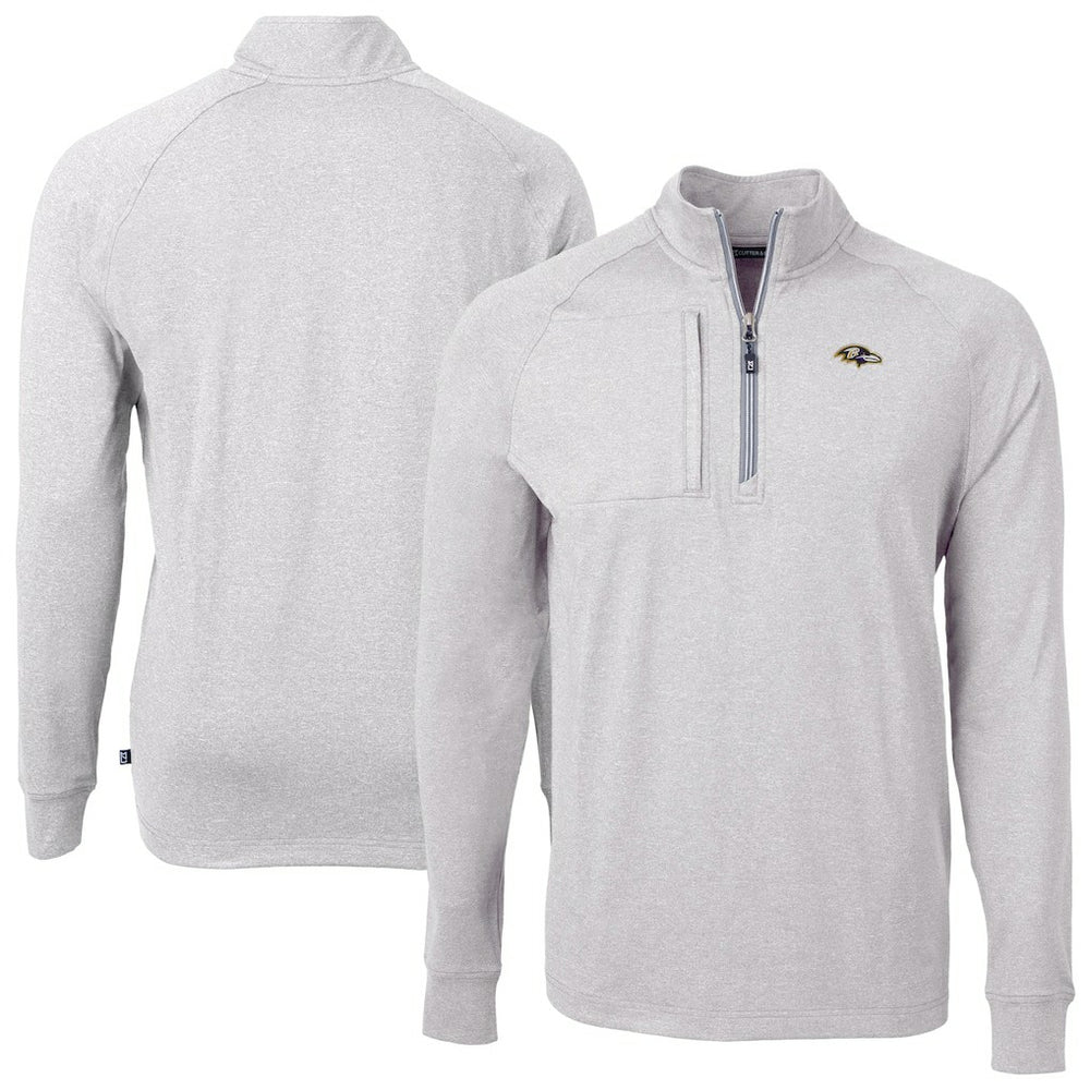 Baltimore Ravens Cutter & Buck Big & Tall Adapt Eco Raglan Quarter-Zip Jacket Heather Gray - NFL