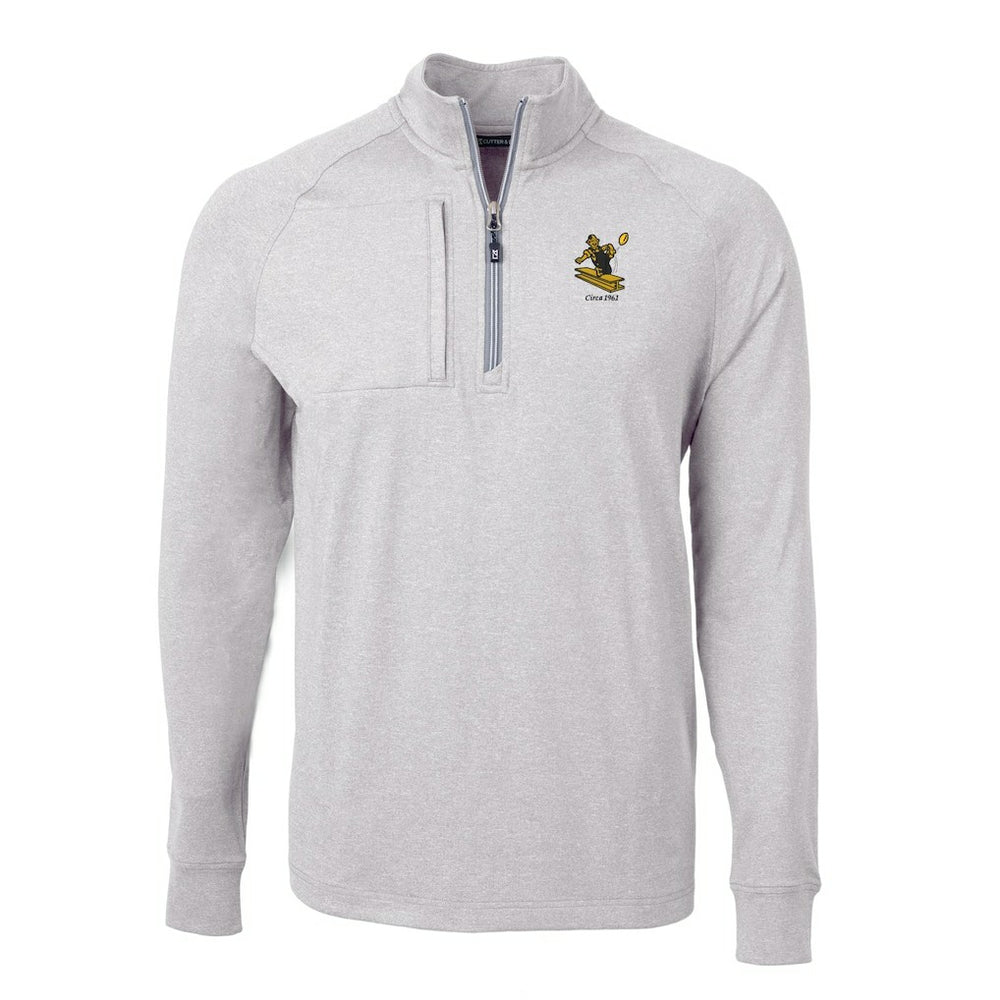 Pittsburgh Steelers Cutter & Buck Big & Tall Adapt Eco Raglan Quarter-Zip Jacket Heather Gray - NFL