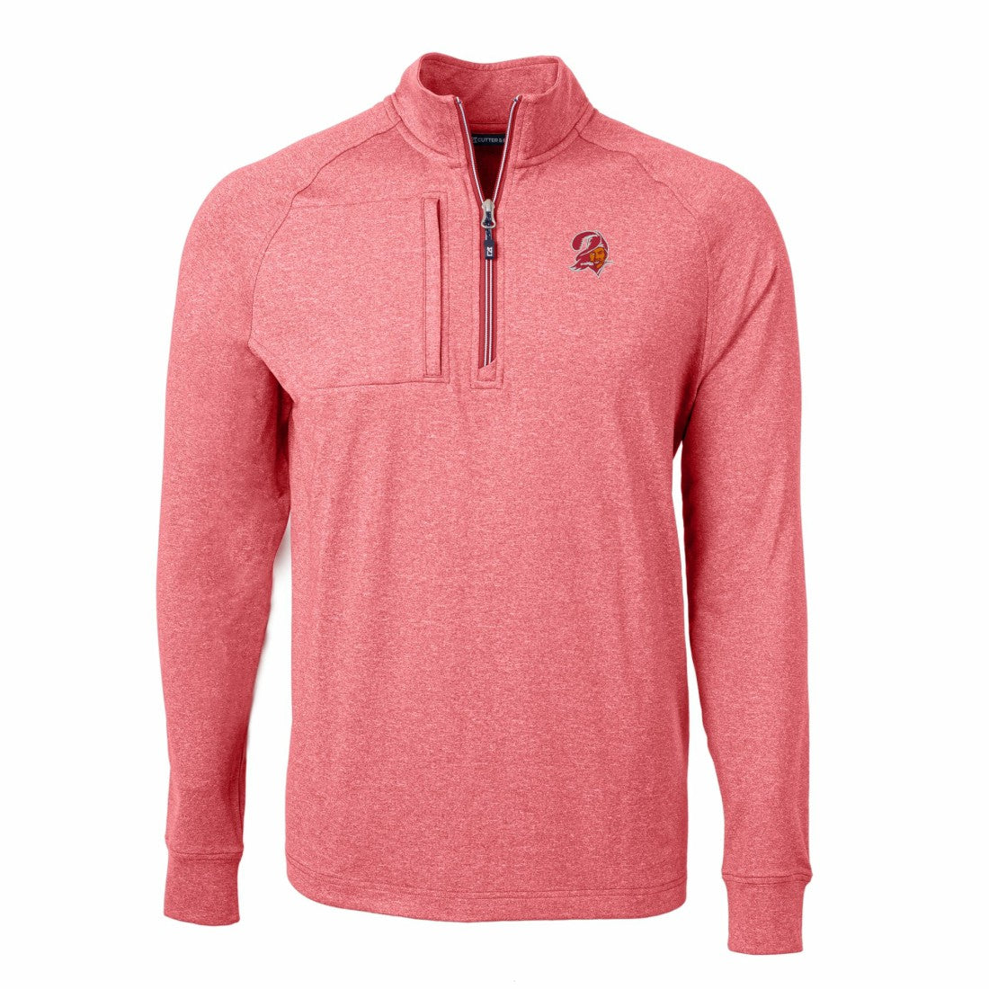 Tampa Bay Buccaneers Cutter & Buck Big & Tall Adapt Eco Raglan Quarter-Zip Jacket Heather Red - NFL