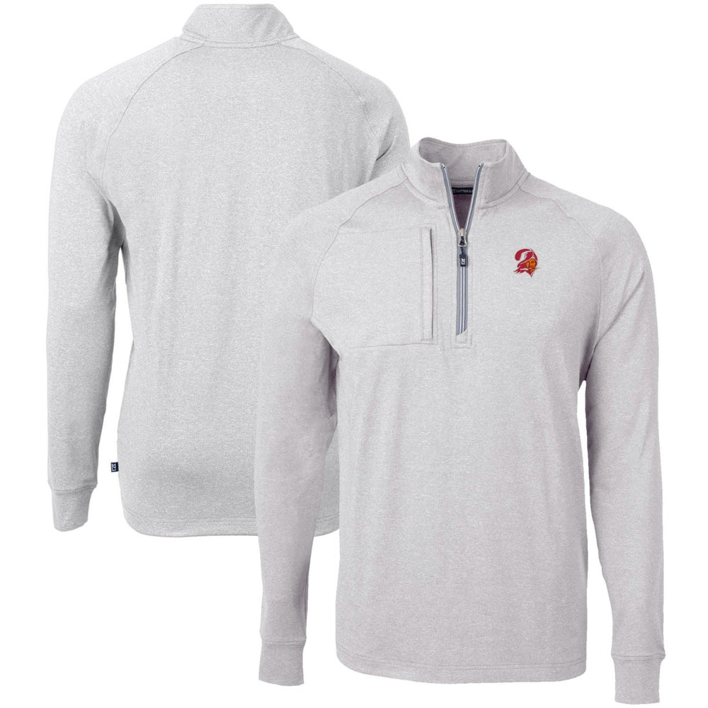 Tampa Bay Buccaneers Cutter & Buck Big & Tall Adapt Eco Raglan Quarter-Zip Jacket Heather Gray - NFL