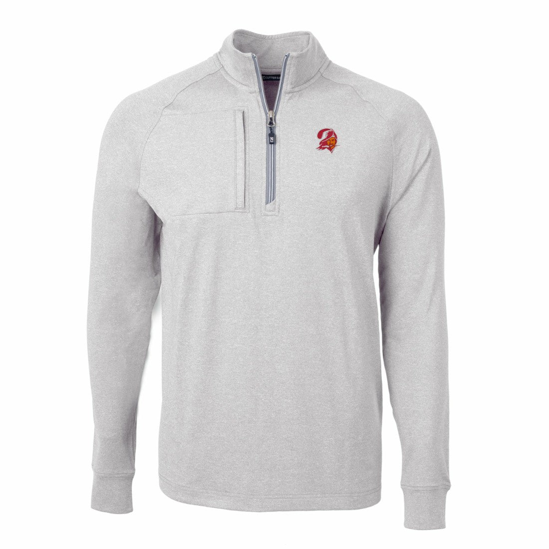 Tampa Bay Buccaneers Cutter & Buck Big & Tall Adapt Eco Raglan Quarter-Zip Jacket Heather Gray - NFL