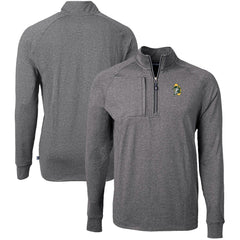 Green Bay Packers Cutter & Buck Big & Tall Adapt Eco Raglan Quarter-Zip Jacket Heather Black - NFL