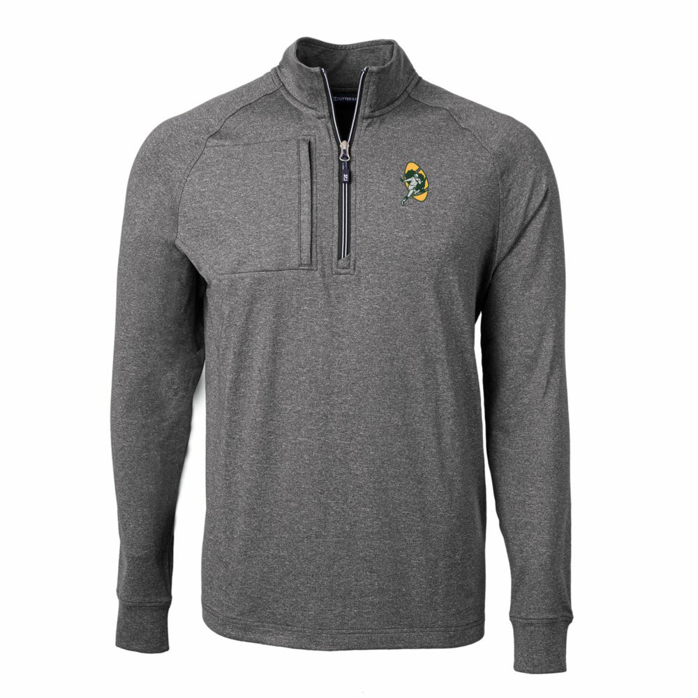 Green Bay Packers Cutter & Buck Big & Tall Adapt Eco Raglan Quarter-Zip Jacket Heather Black - NFL