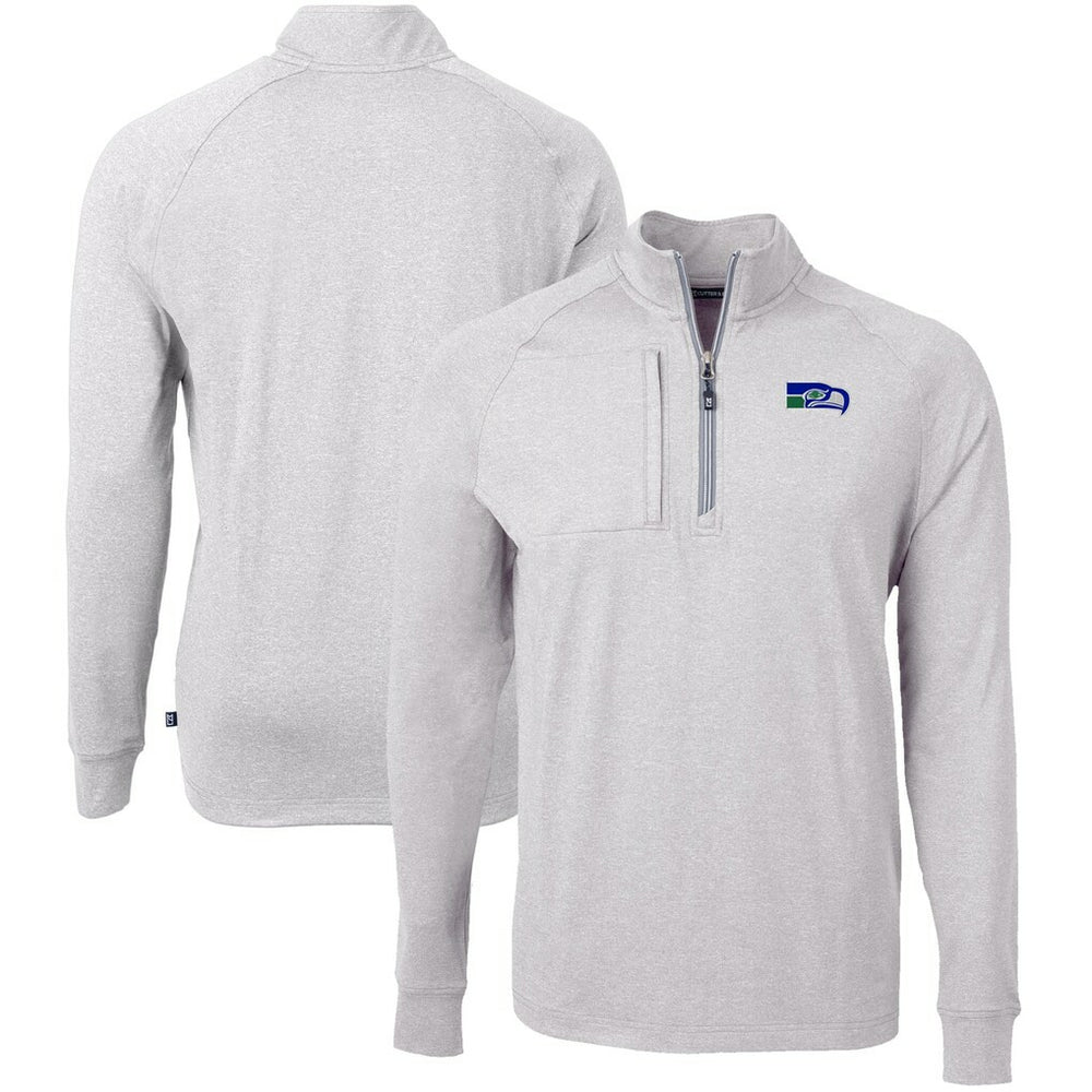 Seattle Seahawks Cutter & Buck Big & Tall Adapt Eco Raglan Quarter-Zip Jacket Heather Gray - NFL