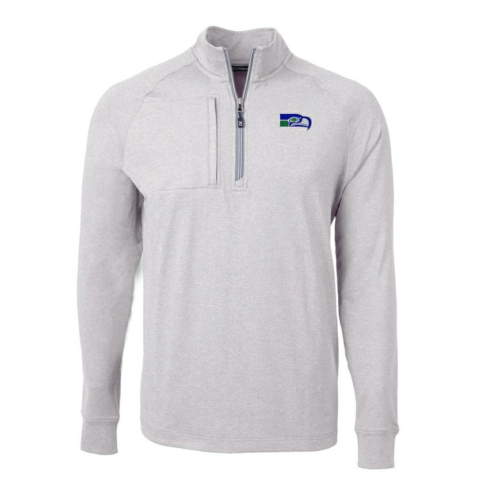 Seattle Seahawks Cutter & Buck Big & Tall Adapt Eco Raglan Quarter-Zip Jacket Heather Gray - NFL