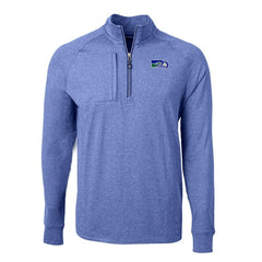 Seattle Seahawks Cutter & Buck Big & Tall Adapt Eco Raglan Quarter-Zip Jacket Heather Royal - NFL