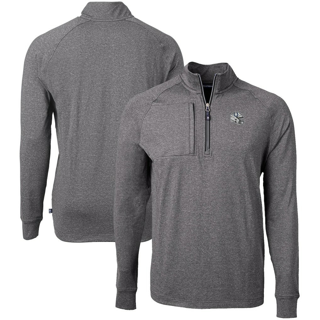 Indianapolis Colts Cutter & Buck Big & Tall Adapt Eco Raglan Quarter-Zip Jacket Heather Black - NFL