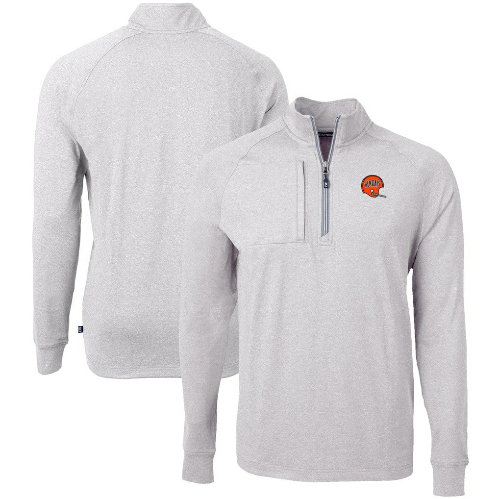 Cincinnati Bengals Cutter & Buck Big & Tall Adapt Eco Raglan Quarter-Zip Jacket Heather Gray - NFL