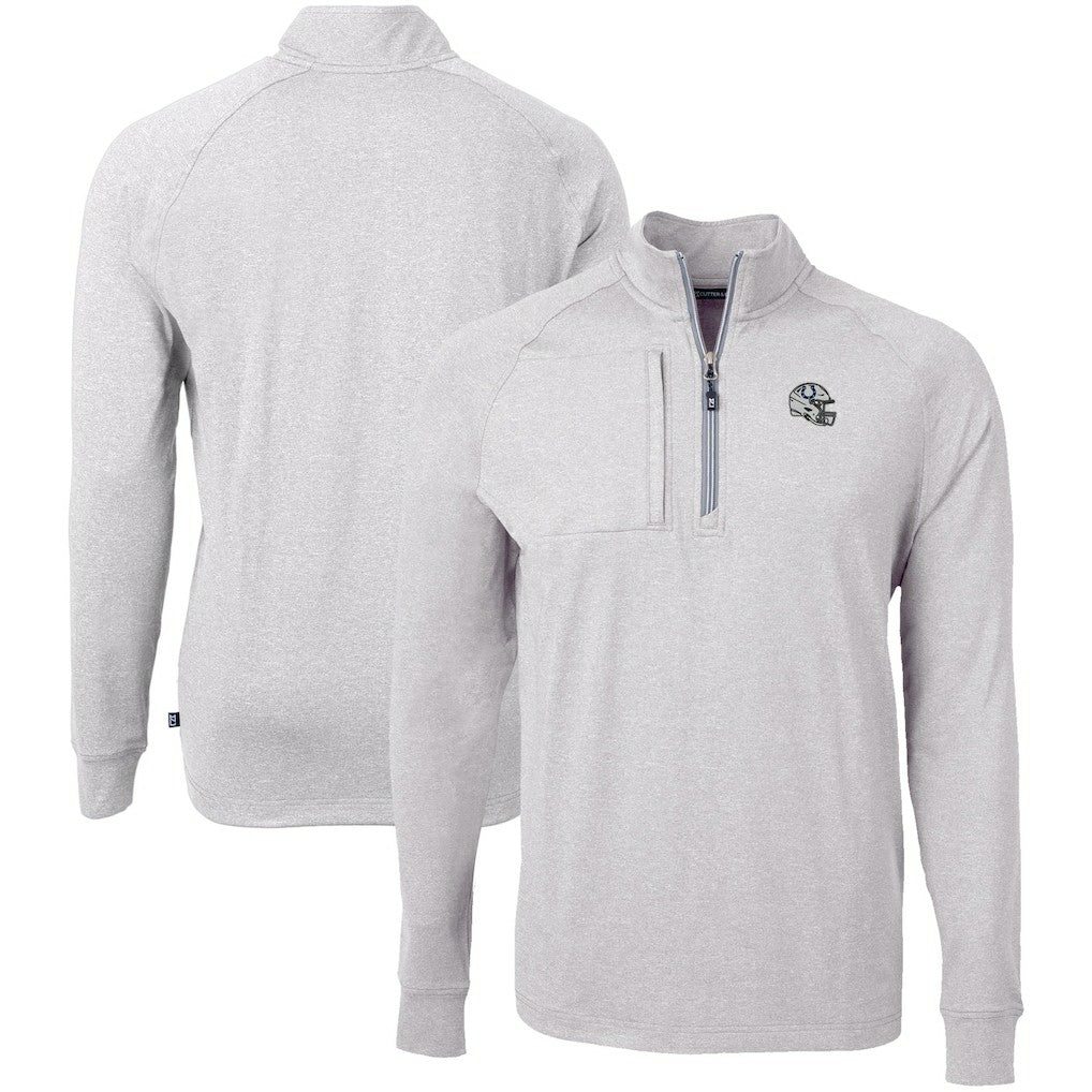 Indianapolis Colts Cutter & Buck Big & Tall Adapt Eco Raglan Quarter-Zip Jacket Heather Gray - NFL