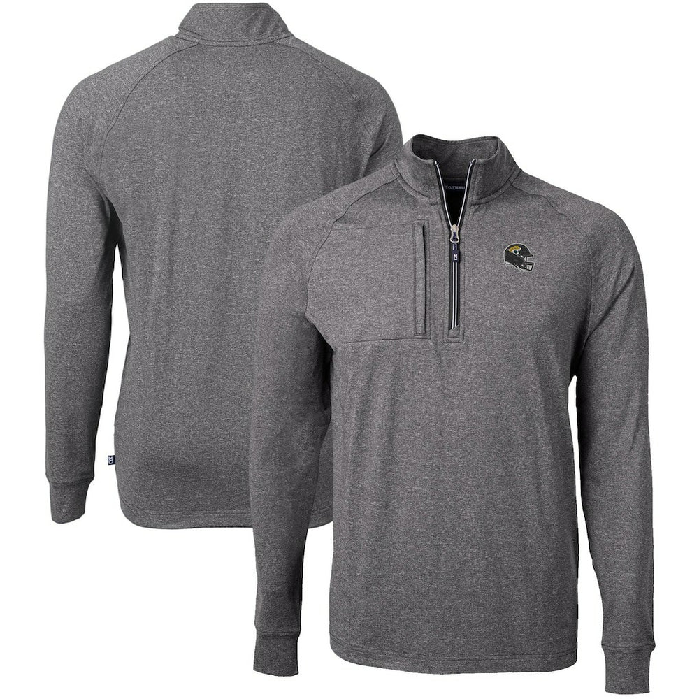 Jacksonville Jaguars Cutter & Buck Big & Tall Adapt Eco Raglan Quarter-Zip Jacket Heather Black - NFL