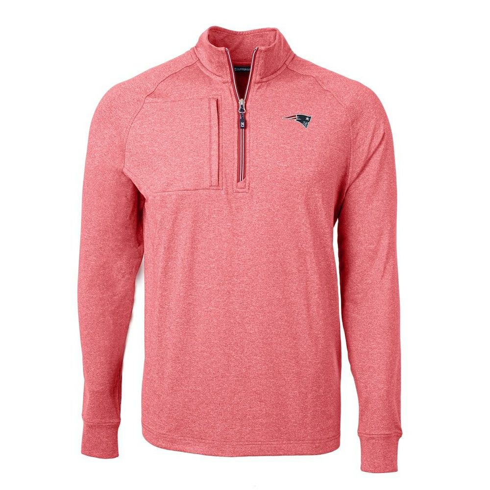 New England Patriots Cutter & Buck Big & Tall Adapt Eco Raglan Quarter-Zip Jacket Heather Red - NFL