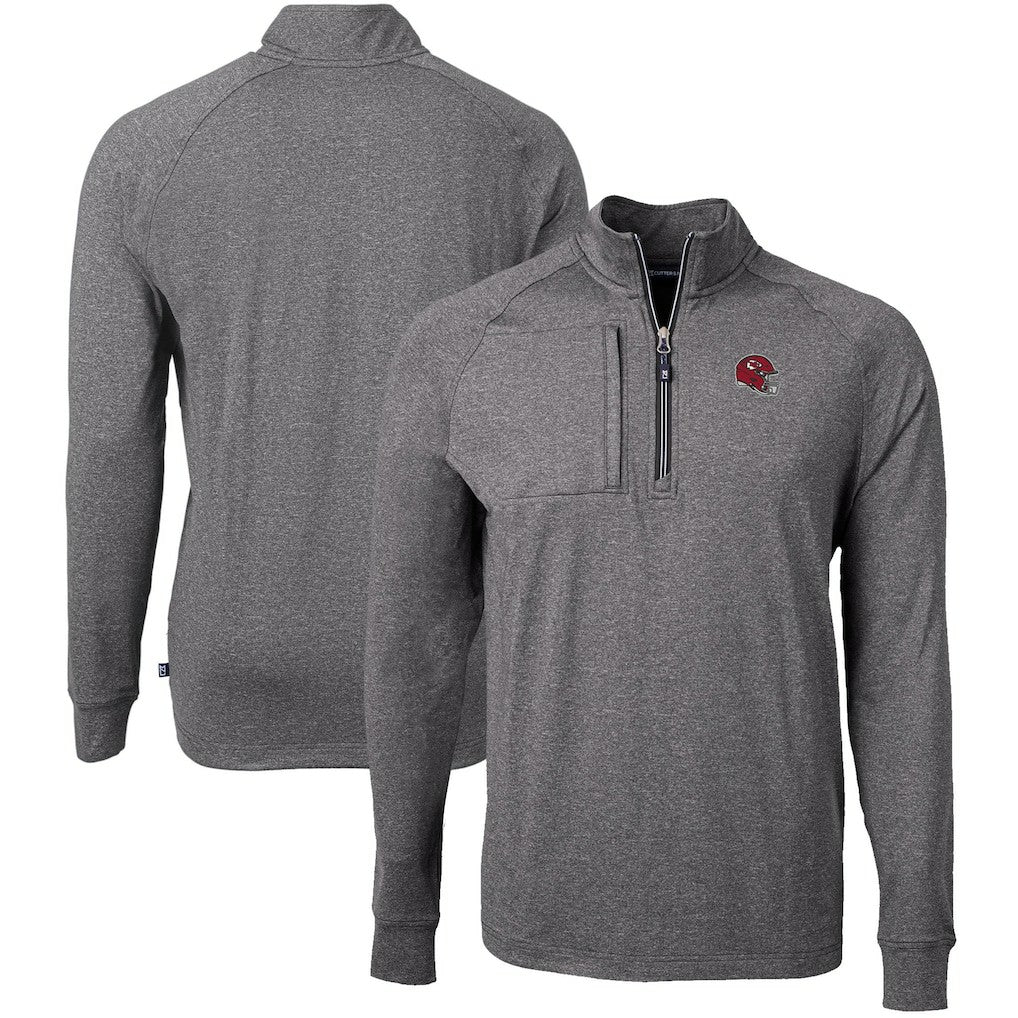Kansas City Chiefs Cutter & Buck Big & Tall Adapt Eco Raglan Quarter-Zip Jacket Heather Black - NFL