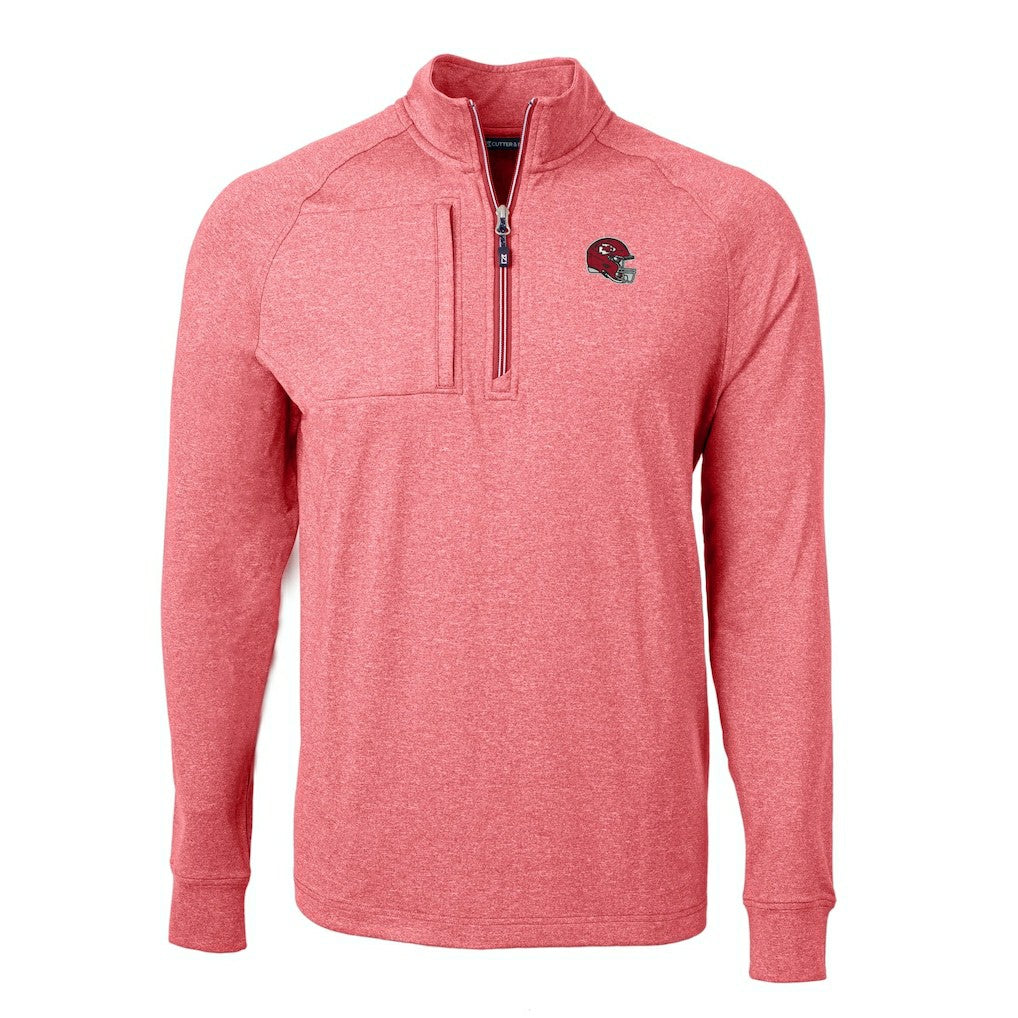 Kansas City Chiefs Cutter & Buck Big & Tall Adapt Eco Raglan Quarter-Zip Jacket Heather Red - NFL