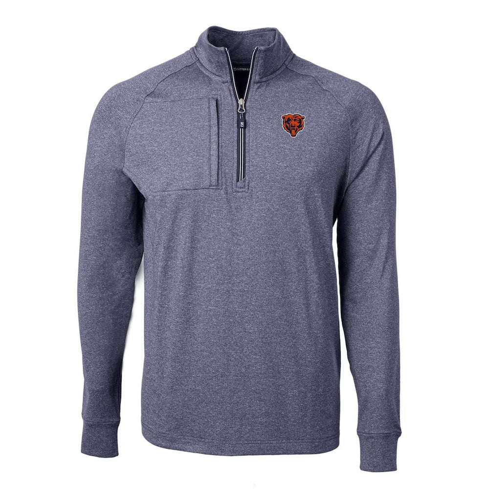 Chicago Bears Cutter & Buck Big & Tall Adapt Eco Raglan Quarter-Zip Jacket Heather Navy - NFL