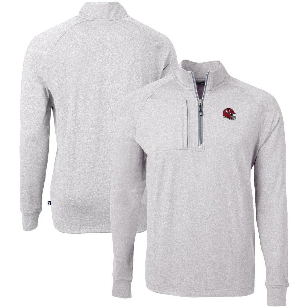 Kansas City Chiefs Cutter & Buck Big & Tall Adapt Eco Raglan Quarter-Zip Jacket Heather Gray - NFL