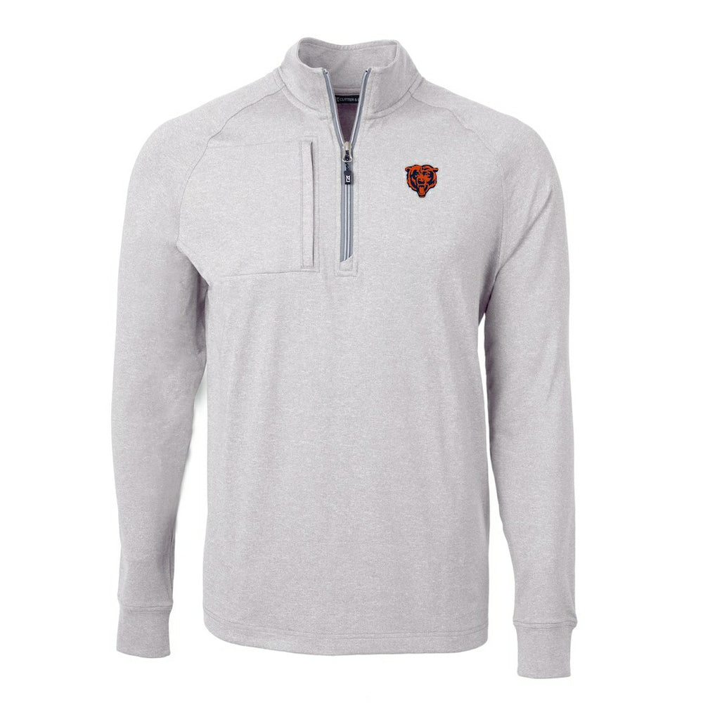 Chicago Bears Cutter & Buck Big & Tall Adapt Eco Raglan Quarter-Zip Jacket Heather Gray - NFL