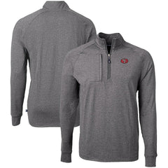 San Francisco 49ers Cutter & Buck Big & Tall Adapt Eco Raglan Quarter-Zip Jacket Heather Black - NFL