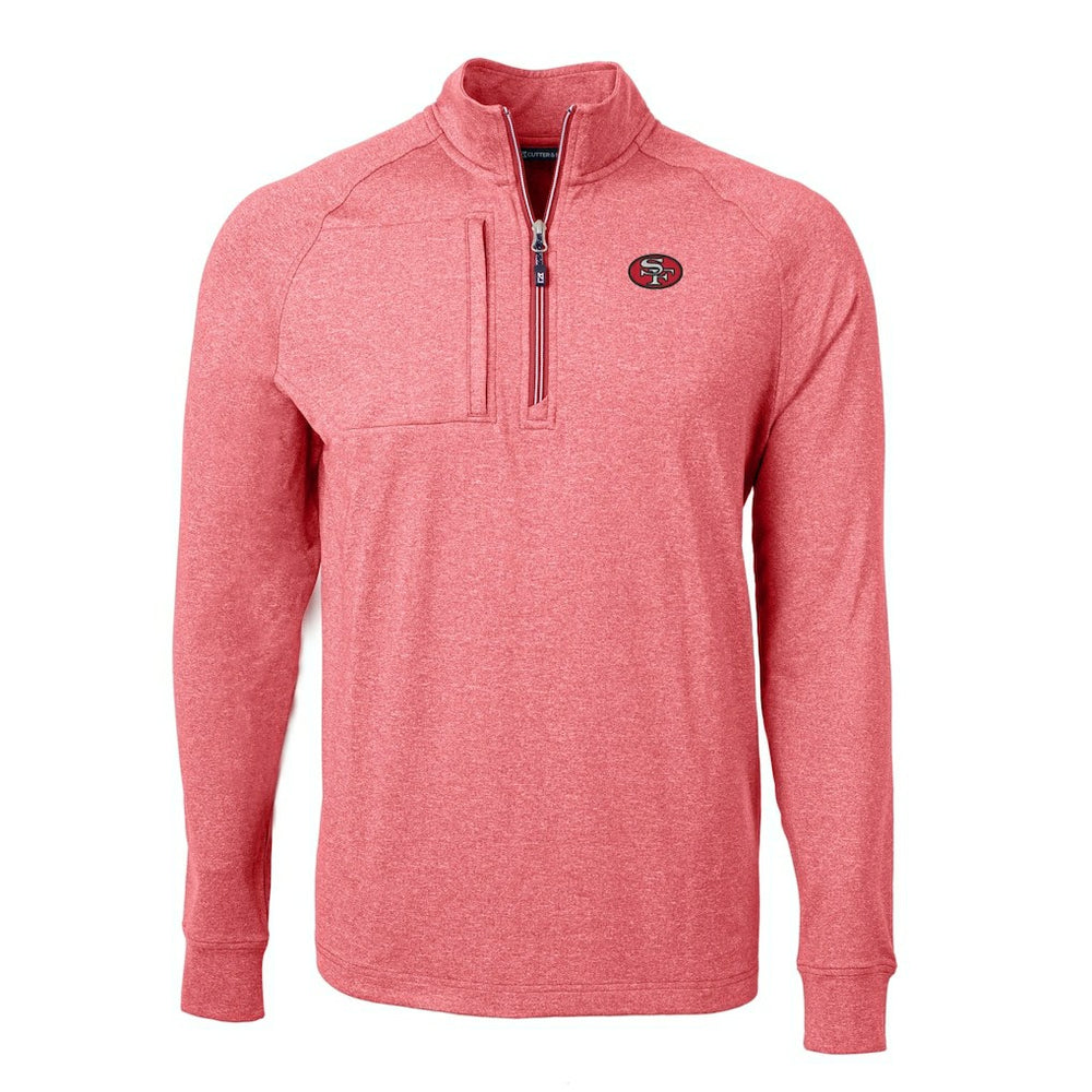 San Francisco 49ers Cutter & Buck Big & Tall Adapt Eco Raglan Quarter-Zip Jacket Heather Scarlet - NFL