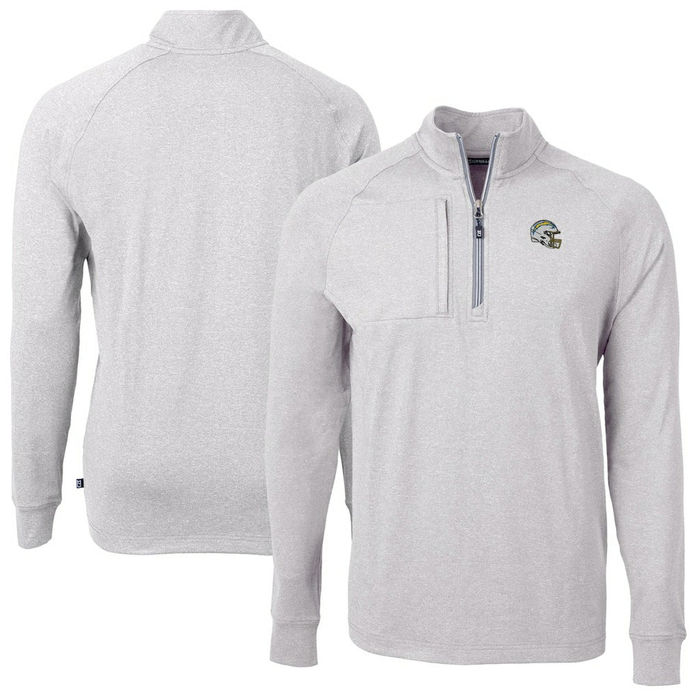 Los Angeles Chargers Cutter & Buck Big & Tall Adapt Eco Raglan Quarter-Zip Jacket Heather Gray - NFL