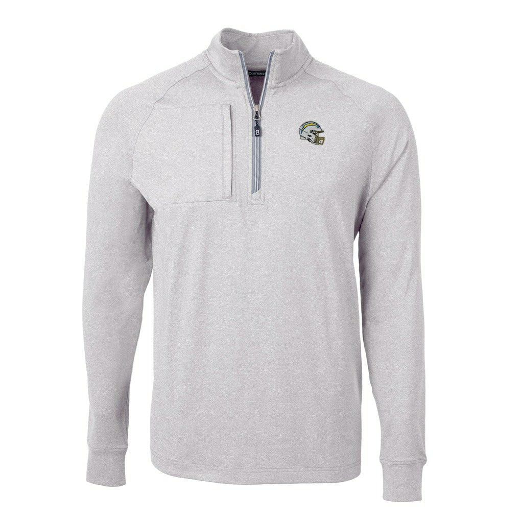 Los Angeles Chargers Cutter & Buck Big & Tall Adapt Eco Raglan Quarter-Zip Jacket Heather Gray - NFL