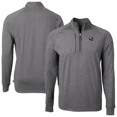 Pittsburgh Steelers Cutter & Buck Big & Tall Adapt Eco Raglan Quarter-Zip Jacket Heather Black - NFL