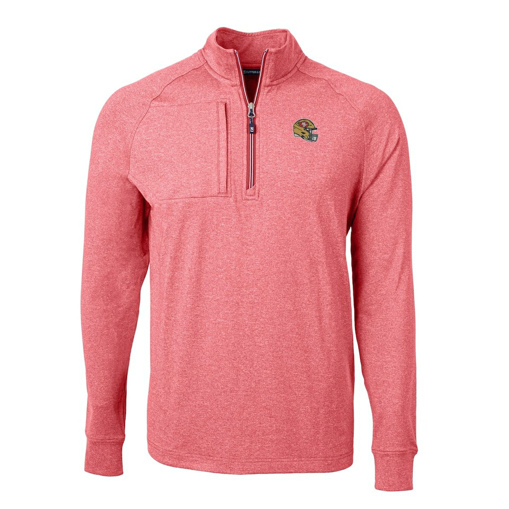 San Francisco 49ers Cutter & Buck Big & Tall Adapt Eco Raglan Quarter-Zip Jacket Heather Scarlet - NFL