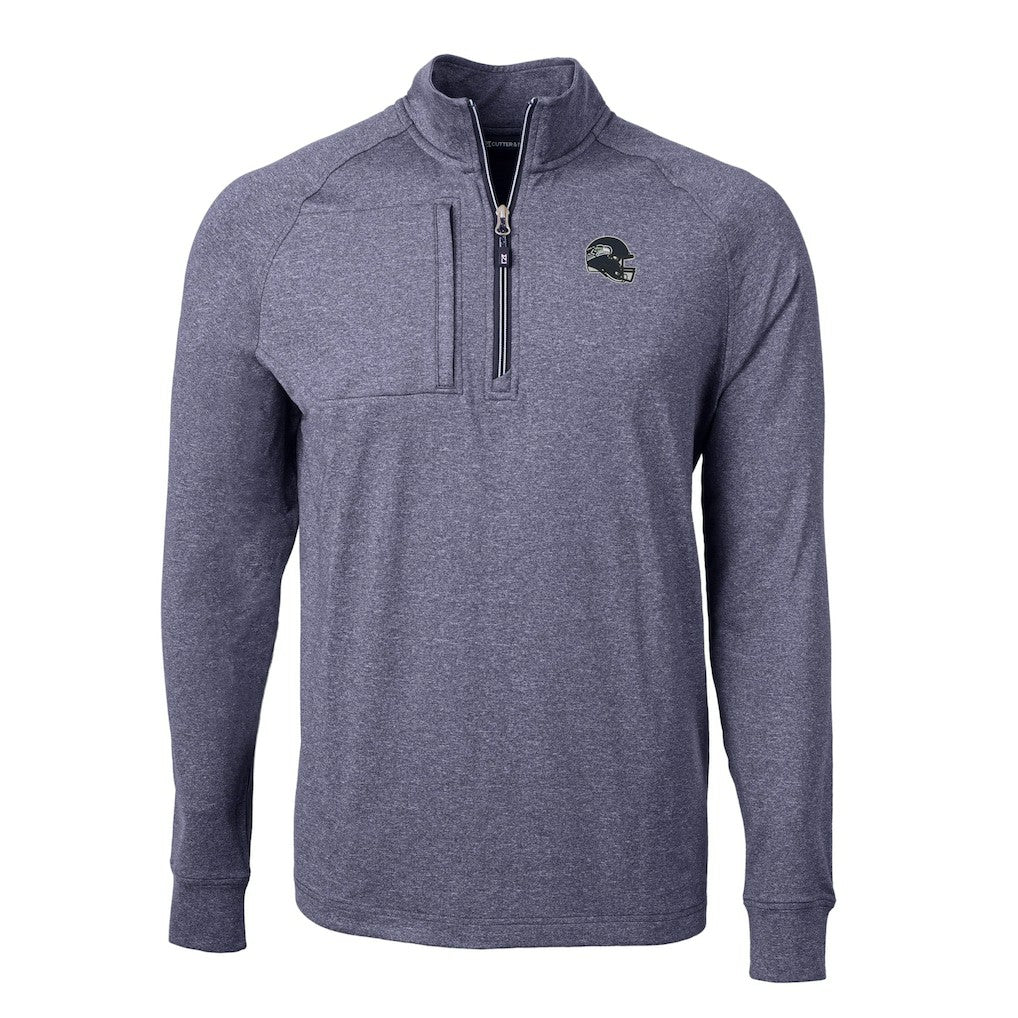 Seattle Seahawks Cutter & Buck Big & Tall Adapt Eco Raglan Quarter-Zip Jacket Heather Navy - NFL