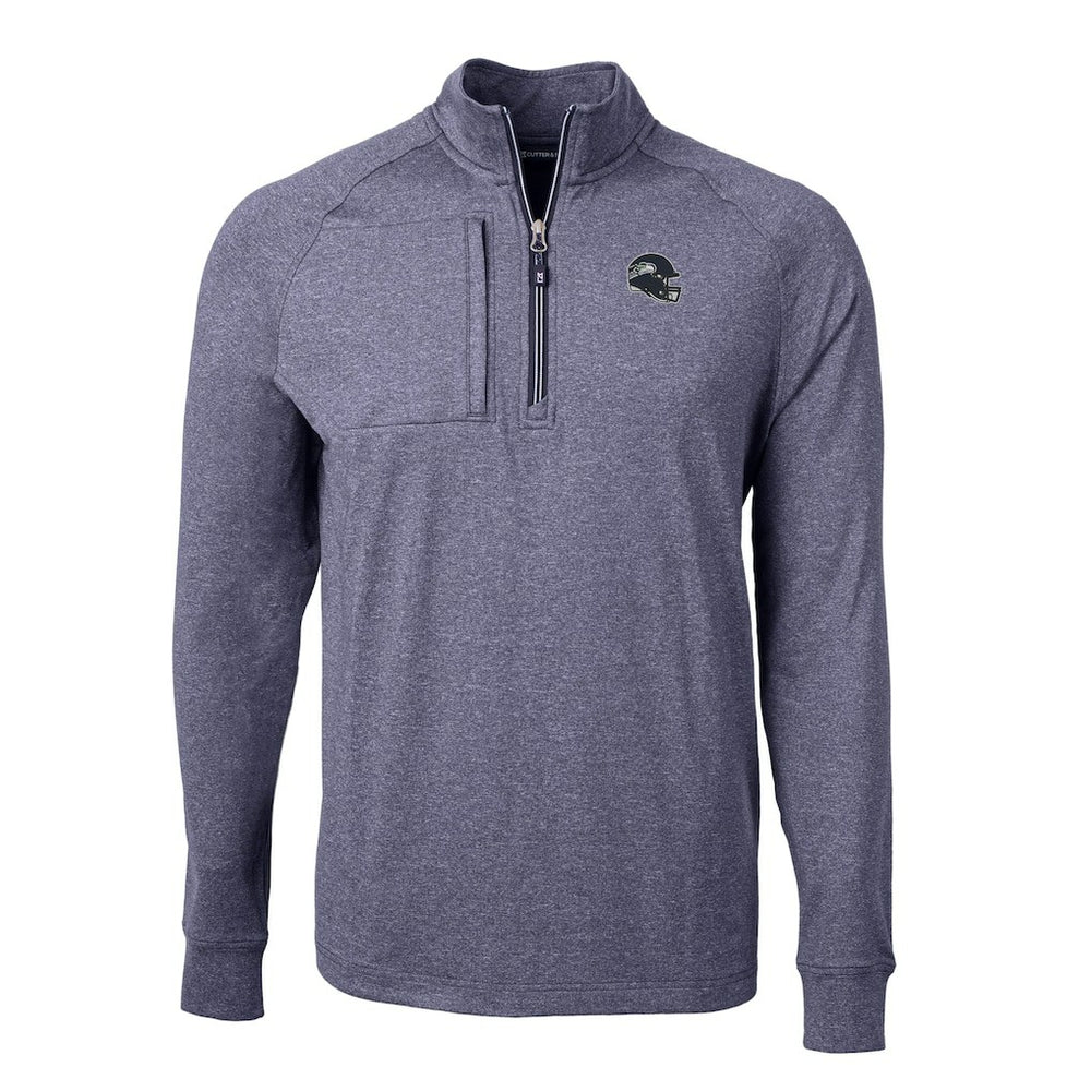 Seattle Seahawks Cutter & Buck Big & Tall Adapt Eco Raglan Quarter-Zip Jacket Heather Navy - NFL
