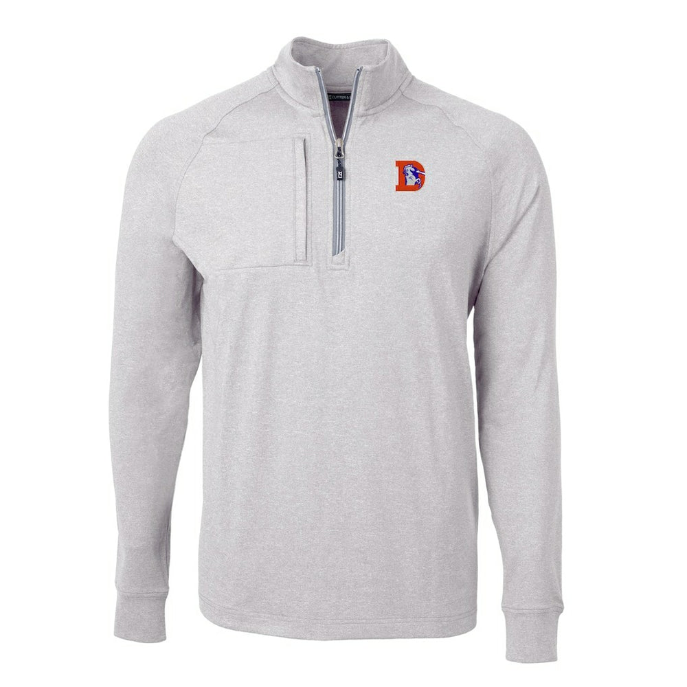 Denver Broncos Cutter & Buck Big & Tall Adapt Eco Raglan Quarter-Zip Jacket Heather Gray - NFL