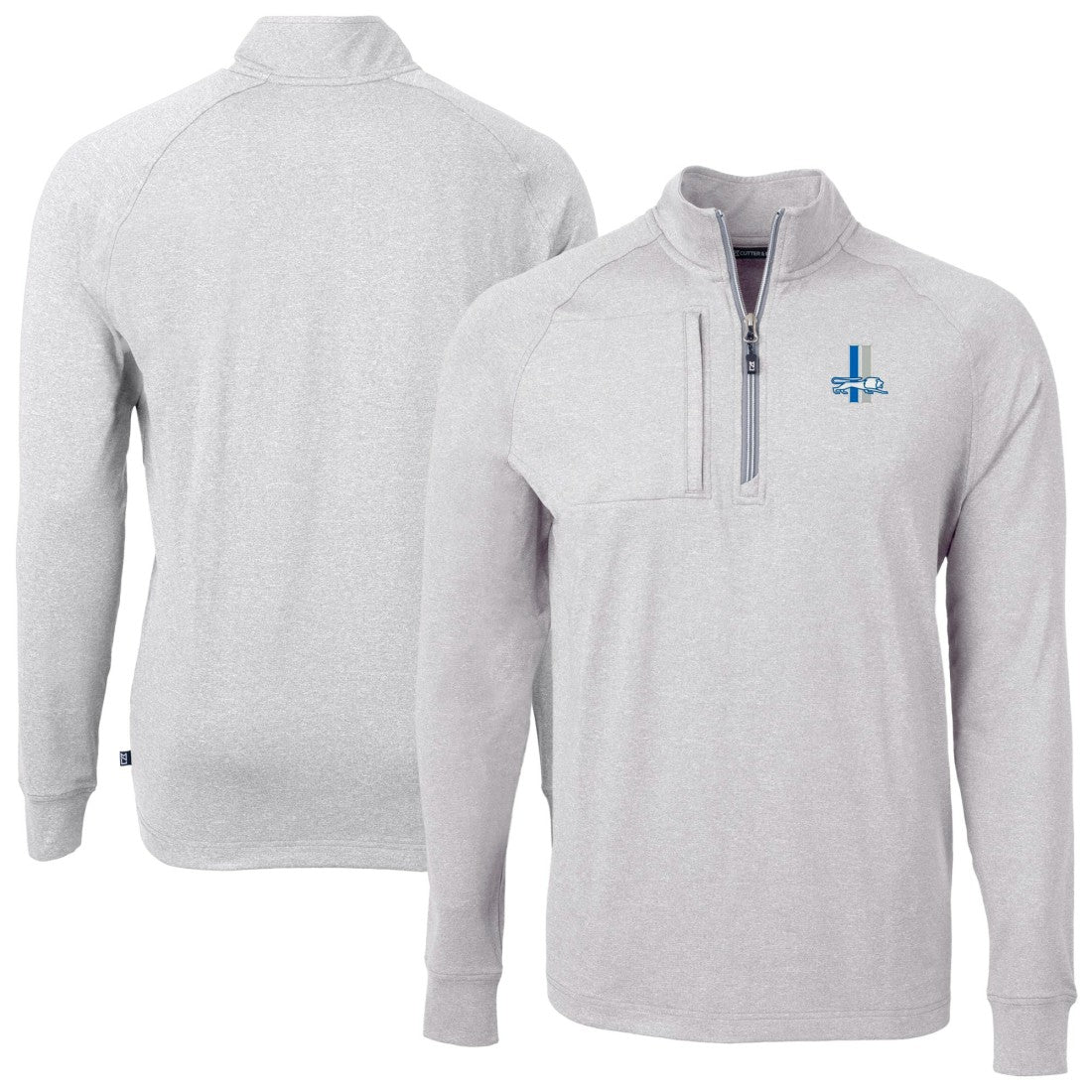 Detroit Lions Cutter & Buck Big & Tall Adapt Eco Raglan Quarter-Zip Jacket Heather Gray - NFL