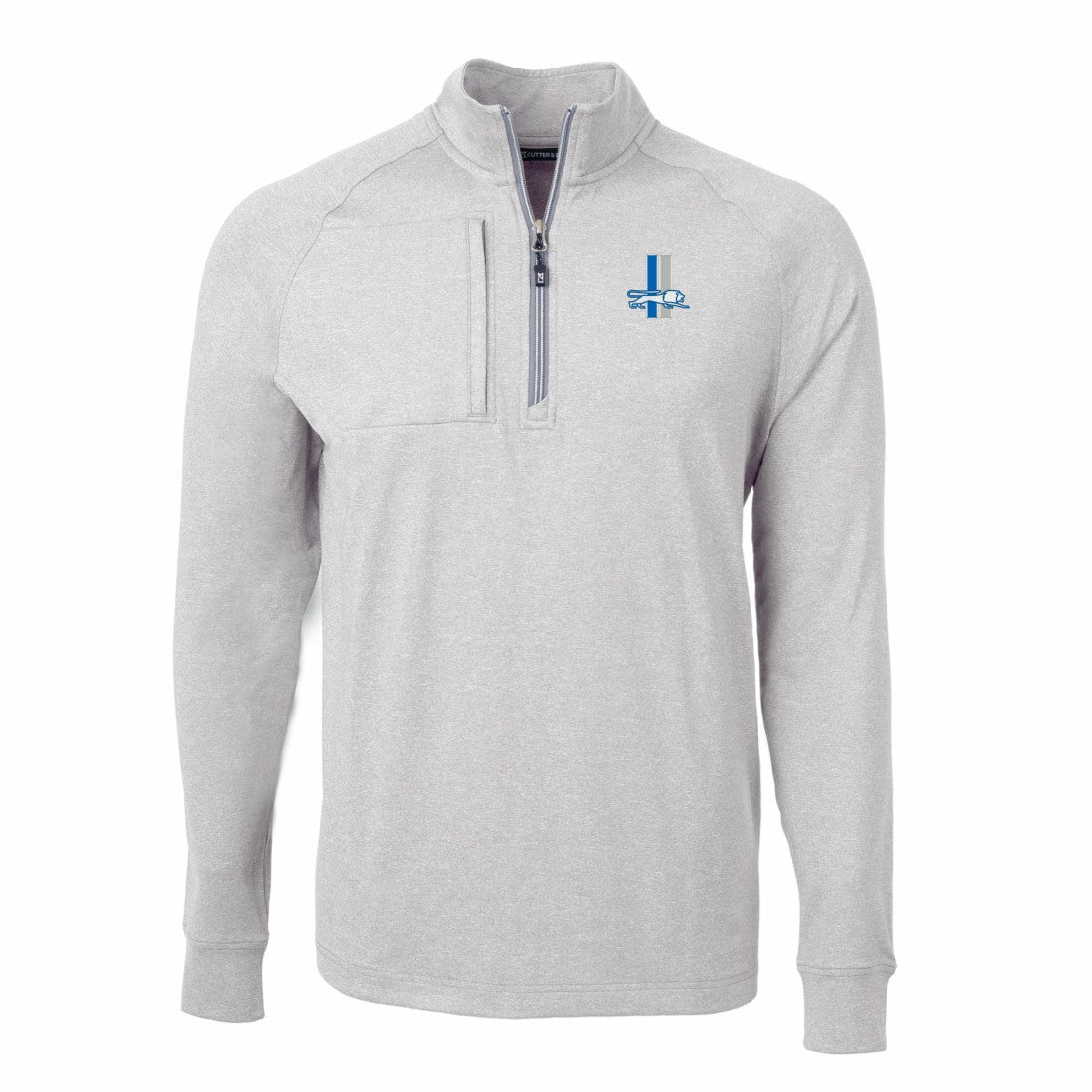 Detroit Lions Cutter & Buck Big & Tall Adapt Eco Raglan Quarter-Zip Jacket Heather Gray - NFL